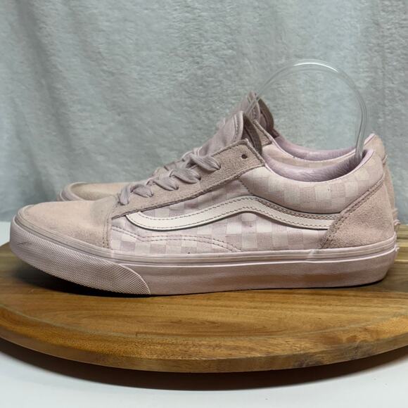 Vans Sneakers Juniors 7 Pink Checkerboard Canvas Suede Lace Up Low Top Casual - Picture 6 of 11